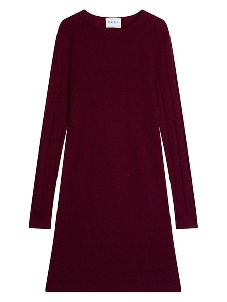 Perfect Cashmere Kaszmirowa sukienka "Lola" w kolorze bordowym rozmiar: XXL. Czerwone sukienki Perfect Cashmere, na co dzień, xxl, bez wzorów, z kaszmiru, bez kołnierzyka, bez ramiączek, midi, proste. Za 503.95 zł.