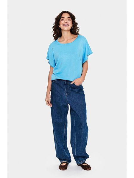 SAINT TROPEZ Sweter "Mila" w kolorze błękitnym rozmiar: M. Niebieskie swetry Saint Tropez, m, bez wzorów, bez ramiączek. Za 98.95 zł.