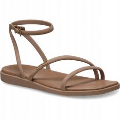 Sandały dla Kobiet Crocs Miami Ankle Strap Sandal. Brązowe sandały Crocs, bez wzorów, z materiału, eleganckie, bez obcasa, na obcasie, bez zapięcia. Za 199.99 zł.