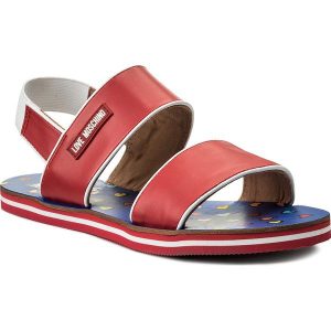 Sandały LOVE MOSCHINO - JA16342G05JA150A Btt. Czerwone sandały Love Moschino, bez wzorów, ze skóry ekologicznej, bez obcasa, bez zapięcia. W wyprzedaży za 309.00 zł.