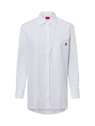 HUGO bluzka koszulowa - Koszula oversize Kobiety Bawełna biały, 36. Białe koszule Hugo, bez wzorów, z bawełny, bez kołnierzyka, bez ramiączek. Za 499.95 zł.