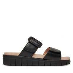 Klapki Caprice. Czarne klapki Caprice, bez wzorów, bez obcasa. Za 219.99 zł.