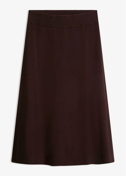 Rozkloszowana spódnica z dzianiny. Brązowe spódnice bonprix, bez wzorów, z dzianiny, eleganckie, rozkloszowane. Za 109.99 zł.