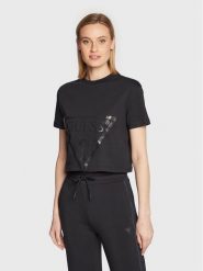 Guess T-Shirt Adele V2YI06 K8HM0 Czarny Regular Fit. Czarne t-shirty Guess, s, z aplikacjami, z bawełny, bez kołnierzyka, bez ramiączek. Za 99.99 zł.
