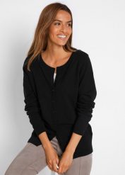 Sweter rozpinany basic z bawełny z recyklingu. Niebieskie kardigany bonprix, bez wzorów, z bawełny. Za 64.99 zł.