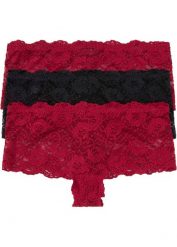 Figi panty z koronką 2 +1 (3 pary). Czerwone figi bonprix, bez wzorów, z koronki. Za 38.97 zł.