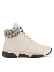 Rieker Botki 45955-60 Beżowy. Brązowe botki Rieker, bez wzorów, z materiału, bez obcasa, na płaskiej podeszwie, bez zapięcia. Za 359.99 zł.