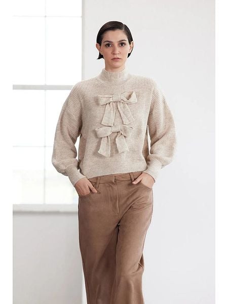 Trendyol Sweter w kolorze beżowym rozmiar: L. Brązowe swetry Trendyol, l, bez wzorów, ze splotem, bez ramiączek. Za 94.95 zł.
