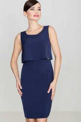Elegancka Granatowa Sukienka Na Szerokich Ramiączkach. Czerwone sukienki Katrus, s, bez wzorów, z elastanu, eleganckie, bez kołnierzyka, bez ramiączek. Za 249.00 zł.