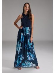 SWING Sukienka w kolorze granatowym rozmiar: 42. Niebieskie sukienki Swing, bez wzorów, bez kołnierzyka, bez ramiączek, maxi, kopertowe. Za 347.99 zł.