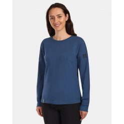 Damska bawełniana koszulka z długim rękawem Kilpi PROMOX-W. Niebieskie bluzki Kilpi, bez wzorów, z bawełny, bez kołnierzyka, bez ramiączek. Za 112.21 zł.
