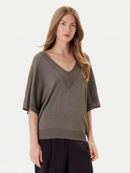 Morgan Bluzka 241-MCHRIS Khaki Relaxed Fit. Brązowe bluzki Morgan, s, bez wzorów, z wiskozy, bez kołnierzyka, bez ramiączek. Za 129.99 zł.