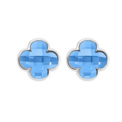 Kolczyki Mini Icons koniczyny z niebieskim kryształem, posrebrzane. Niebieskie kolczyki Lilou, posrebrzane. Za 189.00 zł.