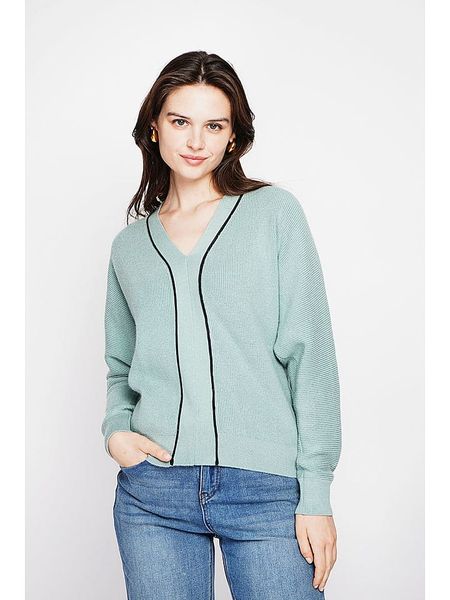 C& Jo Sweter w kolorze miętowym rozmiar: 34. Zielone swetry C& Jo, bez wzorów, ze splotem, bez ramiączek. Za 121.99 zł.