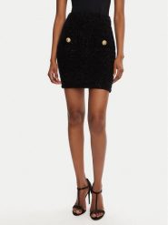 Balmain Spódnica mini DF1LB015KG43 Czarny Slim Fit. Czarne spódnice Balmain, bez wzorów, z syntetyku, mini. Za 3,439.00 zł.