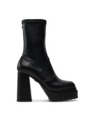 Buffalo Botki May W Sock 1220030 Czarny. Czarne botki Buffalo, bez wzorów, ze skóry, bez obcasa, na słupku, bez zapięcia. Za 659.99 zł.