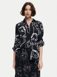 Desigual Koszula Faces 24WWCW34 Czarny Regular Fit. Czarne koszule Desigual, l, bez wzorów, z bawełny, bez kołnierzyka, bez ramiączek. Za 189.99 zł.