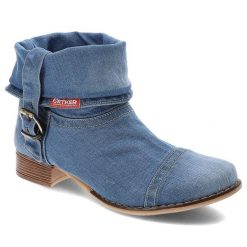 Jeansowe Botki Artiker Damskie Buty Na Płaskim Obcasie. Niebieskie botki Artiker, z aplikacjami, z denimu, bez obcasa, na obcasie, bez zapięcia. Za 289.00 zł.
