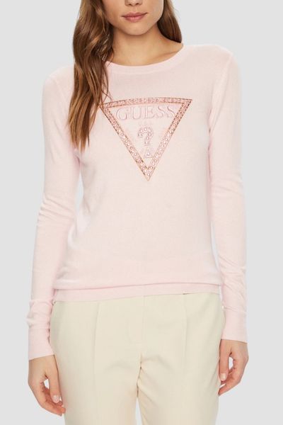 GUESS Różowy damski sweter Ivory, Rozmiar M. Czerwone swetry Guess, m, z aplikacjami, bez ramiączek. W wyprzedaży za 187.99 zł.