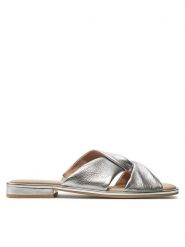 Caprice Klapki 9-27100-42 Srebrny. Szare klapki Caprice, bez wzorów, ze skóry, bez obcasa. Za 183.99 zł.