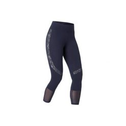 Legginsy Gym & Pilates 7/8 damskie. Niebieskie legginsy DOMYOS, l, bez wzorów, z bawełny. Za 49.99 zł.