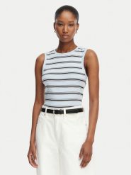 Tommy Hilfiger T-Shirt Multistripe WW0WW50025 Niebieski Slim Fit. Niebieskie t-shirty TOMMY HILFIGER, xxs, bez wzorów, z bawełny, bez kołnierzyka, bez ramiączek. Za 129.99 zł.