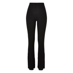 Legginsy Damskie Dzianinowa Prążkowana Szeroka. Czarne legginsy Urban Classics, m, bez wzorów, z dzianiny. Za 211.99 zł.