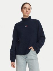 Tommy Jeans Sweter Badge DW0DW23349 Granatowy Relaxed Fit. Niebieskie swetry Tommy Jeans, l, bez wzorów, z jeansu, bez ramiączek. Za 449.99 zł.