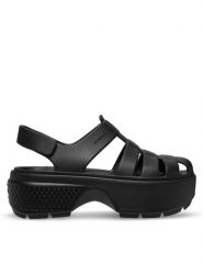 Crocs Sandały Stomp Fisherman Sandal 209938 Czarny. Czarne sandały Crocs, bez wzorów, z tworzywa sztucznego, bez obcasa, na płaskiej podeszwie, bez zapięcia. Za 219.99 zł.