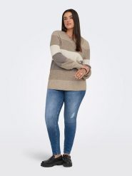 ONLY Sweter w kolorze jasnobrązowo-beżowym rozmiar: L-50/52. Brązowe swetry Only, l, bez wzorów, bez ramiączek. Za 130.15 zł.