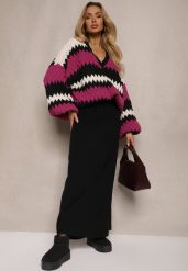 Czarna Spódnica z Wełną High Waist o Rozkloszowanym Kroju Emirela. Czarne spódnice Renee, do pracy, uniwersalny, bez wzorów, z materiału, biznesowe, maxi, dopasowane. Za 69.99 zł.