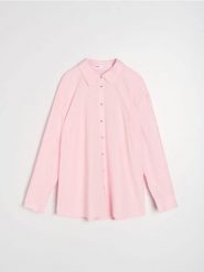 Koszula z domieszką lnu - różowy. Czerwone koszule Sinsay, xl, bez wzorów, bez kołnierzyka, bez ramiączek. Za 49.99 zł.