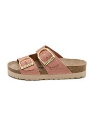 Billowy Skórzane klapki w kolorze jasnoróżowym rozmiar: 42. Różowe klapki Billowy, bez wzorów, z otwartym noskiem, bez obcasa. Za 152.99 zł.