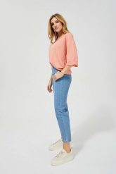 Jeansy slouchy z wysokim stanem. Niebieskie jeansy MOODO, s, bez wzorów, z podwyższonym stanem. W wyprzedaży za 41.99 zł.