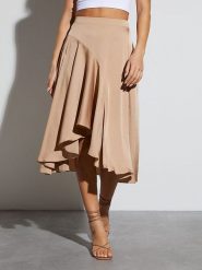 Milan Kiss Spódnica w kolorze beżowym rozmiar: XL. Brązowe spódnice Milan Kiss, xl, bez wzorów, midi, rozkloszowane. Za 79.21 zł.