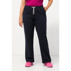 Damskie Spodnie dresowe proste nogawki elastyczny pas. Niebieskie spodnie dresowe Ulla Popken, plus size, bez wzorów, z bawełny. Za 195.99 zł.
