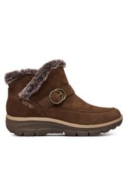 Skechers Botki Easy Going - Gentle Winter 168185 Brązowy. Brązowe botki Skechers, bez wzorów, ze skóry, bez obcasa, na płaskiej podeszwie, bez zapięcia. Za 449.99 zł.