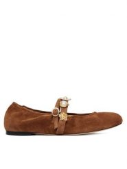 Stuart Weitzman Baleriny Socharming Mary Jane SN125 Brązowy. Brązowe baleriny Stuart Weitzman, bez wzorów, ze skóry, bez obcasa. Za 2,079.00 zł.