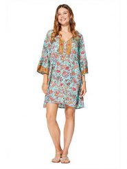 Aller Simplement Sukienka w kolorze turkusowo-pomarańczowym rozmiar: 34-40. Brązowe sukienki Aller Simplement, na co dzień, bez wzorów, klasyczne, bez kołnierzyka, bez ramiączek, midi, proste. Za 43.99 zł.