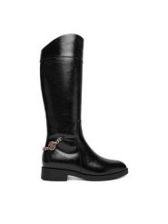 Nine West Kozaki CEO-RASHA-02 Czarny. Czarne kozaki Nine West, z materiału, bez obcasa, na płaskiej podeszwie, bez zapięcia. Za 349.99 zł.