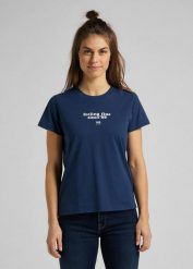 LEE CREW NECK TEE DAMSKI T-SHIRT WASHED BLUE L44OYGLR 112109939. Niebieskie t-shirty Lee, l, bez wzorów, bez kołnierzyka, bez ramiączek. Za 69.99 zł.