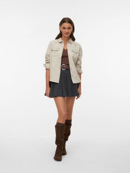 Vero Moda Bluzka w kolorze kremowym rozmiar: S. Brązowe bluzki Vero Moda, s, bez wzorów, z bawełny, bez kołnierzyka, bez ramiączek. Za 71.23 zł.
