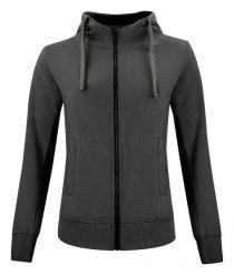 Clique Classic Hoody Full Zip Women — bluza z kapturem na zamek, anthracite. Szare bluzy CLIQUE, s, bez wzorów, z bawełny, z kapturem. Za 336.55 zł.