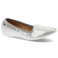 Baleriny damskie Maciejka, miękkie lekkie i wsuwane, srebrne, 02490-19-00-5. Szare półbuty wsuwane Maciejka, bez wzorów, z nubiku, eleganckie, bez obcasa, bez zapięcia. Za 159.00 zł.