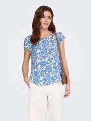 ONLY Bluzka w kolorze błękitno-białym rozmiar: 40. Niebieskie bluzki Only, bez wzorów, bez kołnierzyka, bez ramiączek. Za 43.99 zł.