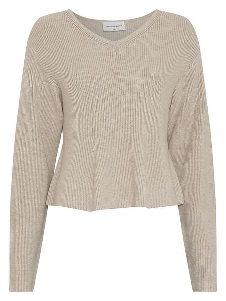 MOSS COPENHAGEN Sweter w kolorze beżowym rozmiar: S/M. Brązowe swetry Moss Copenhagen, m, bez wzorów, bez ramiączek. Za 164.95 zł.