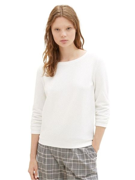 TOM TAILOR Denim Bluza w kolorze białym rozmiar: M. Białe bluzy TOM TAILOR DENIM, m, bez wzorów, z bawełny, bez kaptura. Za 85.95 zł.