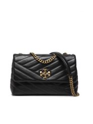 Tory Burch Torebka Kira Chevron Small Convertible 90452 Czarny. Czarne torebki klasyczne Tory Burch, bez wzorów, ze skóry, bez dodatków. Za 1,969.00 zł.
