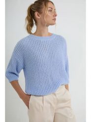 Josephine & Co Sweter "Dora" w kolorze błękitnym rozmiar: XL. Niebieskie swetry Josephine & Co, xl, bez wzorów, z wełny, bez ramiączek. Za 202.98 zł.