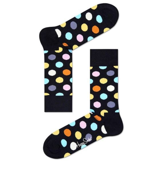 Skarpety Happy Socks Model Big Dot Sock Kolor Czarny. Czarne skarpety Happy Socks, bez wzorów, z bawełny. Za 68.85 zł.